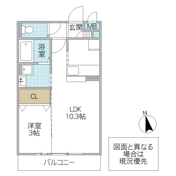 ブリックガーデン(1LDK/3階)の間取り写真