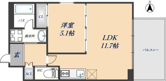 プレジオ荒本新町(1LDK/9階)の間取り写真
