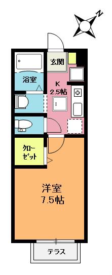 マーサ・クレストIII(1K/2階)の間取り写真