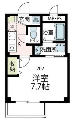 CHERRY HOUSE III(1K/2階)の間取り写真