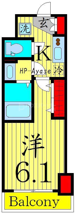 GENOVIA綾瀬II(1K/7階)の間取り写真