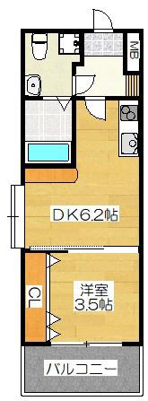 NO54 WES PROJECT博多駅南(1DK/2階)の間取り写真