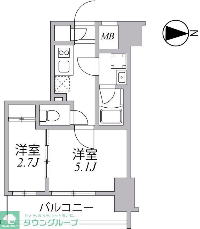 SYFORME住吉(1DK/10階)の間取り写真