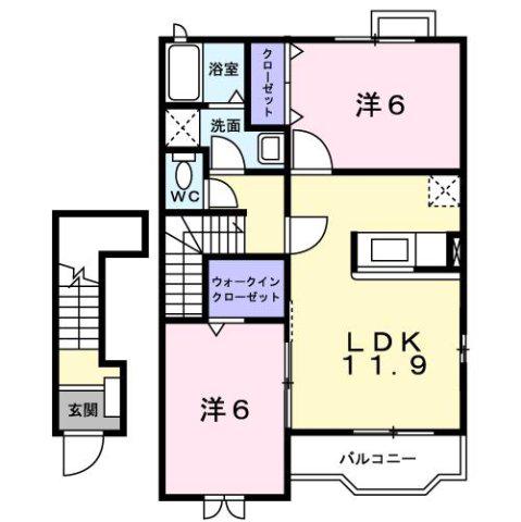 アルカンシェルB(2LDK/2階)の間取り写真