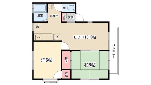 あじさいハイム(2LDK/2階)の間取り写真