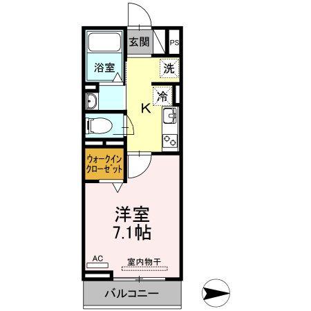 D-グレイス A(1K/2階)の間取り写真