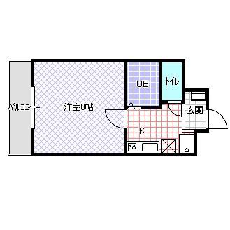 シャンテ三船III(1K/3階)の間取り写真