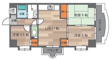 アルデール中野(3LDK/3階)の間取り写真