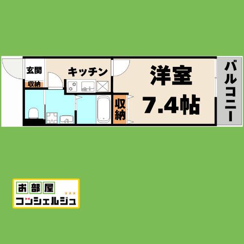 PATINA岩塚(1K/1階)の間取り写真