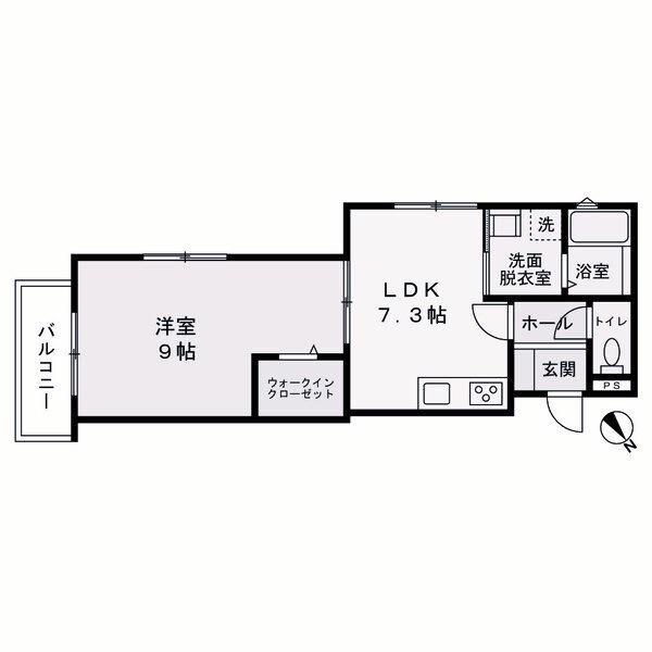 ラフィール西明石(1DK/2階)の間取り写真