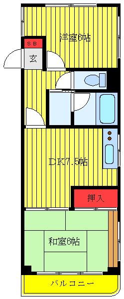 ヒロイトビル(2DK/4階)の間取り写真