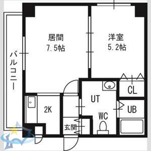 グランカーサ南11条(1LDK/6階)の間取り写真