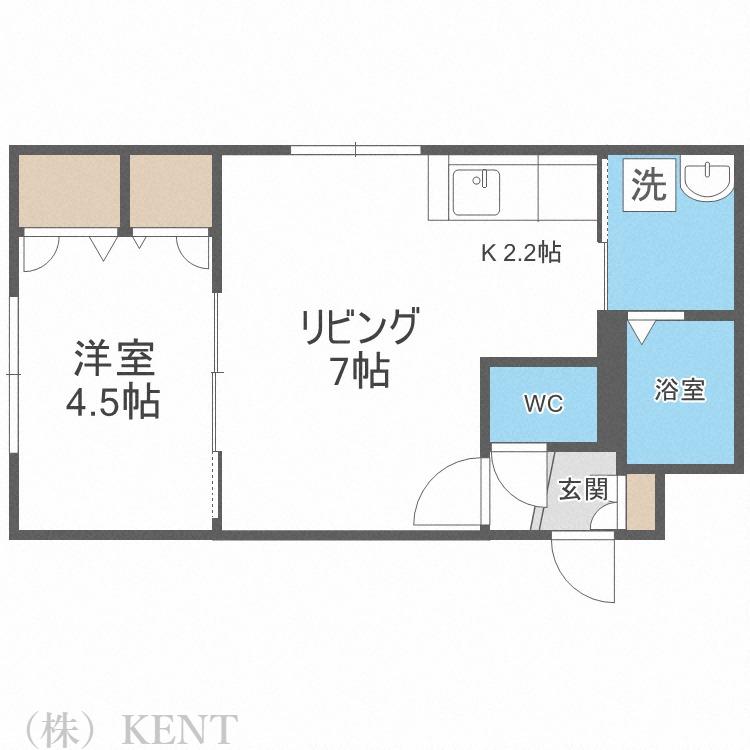ルーエ琴似(1LDK/1階)の間取り写真