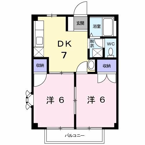 清水コーポ(2DK/2階)の間取り写真