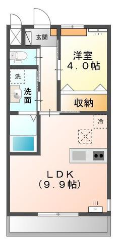 高尾崎 NEW TOWN LA・TERRE F(1LDK/2階)の間取り写真
