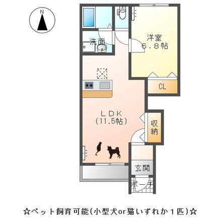 ジュピター(1LDK/1階)の間取り写真