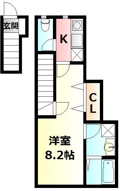 クラウンハイツI(1K/2階)の間取り写真