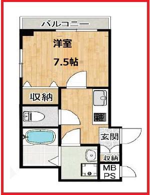 スカイビュー押上(1K/2階)の間取り写真