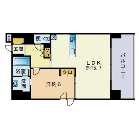 ナビールコート警固(1LDK/6階)の間取り写真
