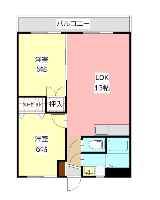 パークヒルズK(2LDK/2階)の間取り写真