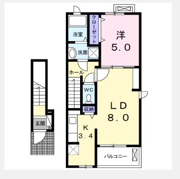 ベルフェアリー(1LDK/2階)の間取り写真