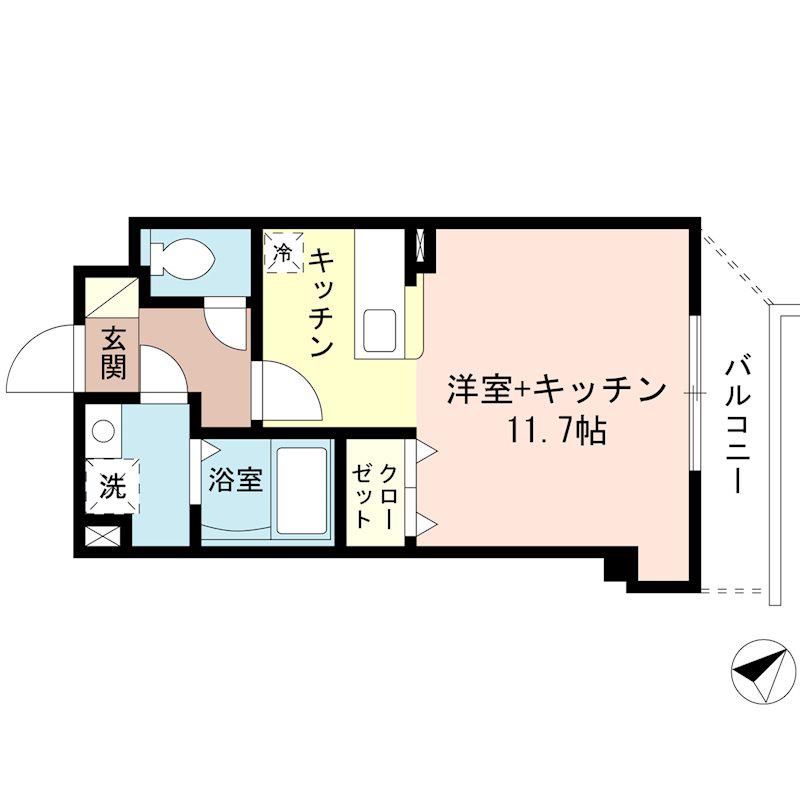 レンブラント戸田公園(ワンルーム/2階)の間取り写真