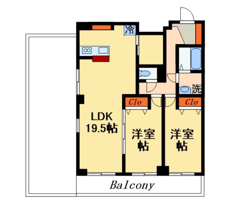 MIKI APART(2SLDK/4階)の間取り写真
