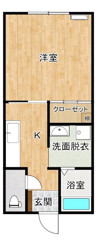 ツインスター博多I(1K/2階)の間取り写真