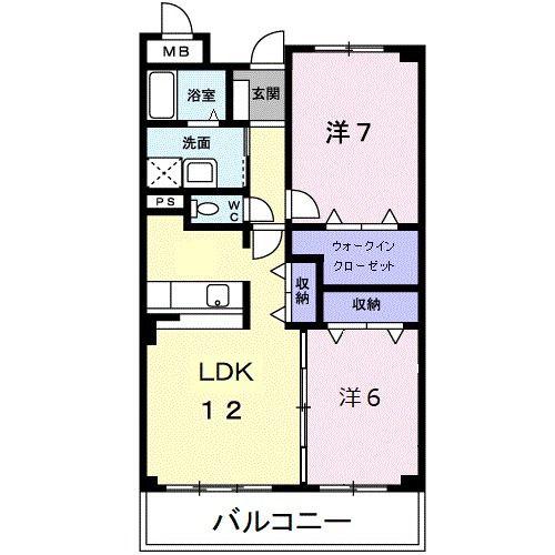 ＪＲ宇都宮線 久喜駅 徒歩7分 5階建 築26年(2LDK/2階)の間取り写真