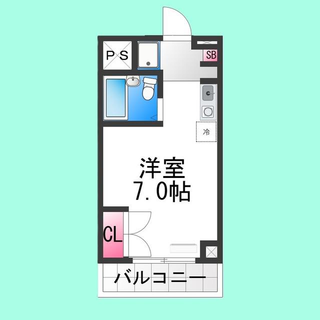 ヌーベルコート三国ヶ丘(ワンルーム/4階)の間取り写真