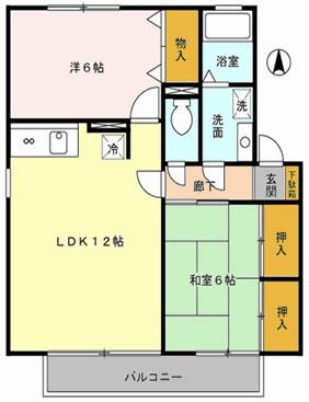 ハイツサンバレー(2LDK/2階)の間取り写真