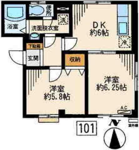 グレースハイツ(2DK/1階)の間取り写真