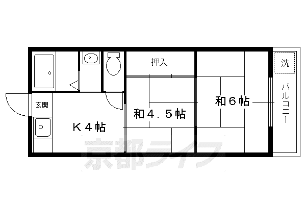 ベルフラール(2K/2階)の間取り写真