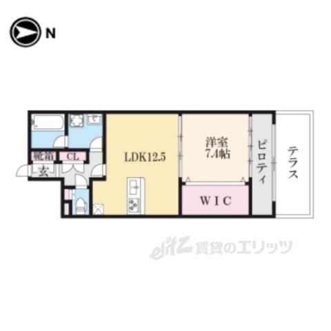 グレースろうじ(1LDK/1階)の間取り写真