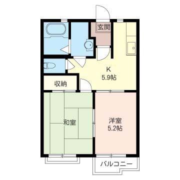 コートピア港南B(2K/3階)の間取り写真