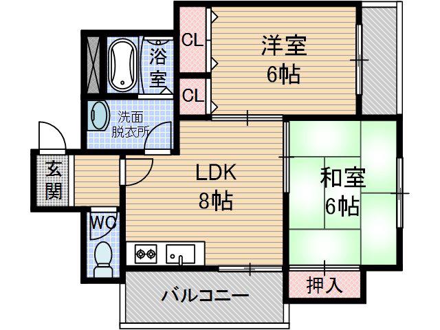 プリティハウス(2LDK/3階)の間取り写真