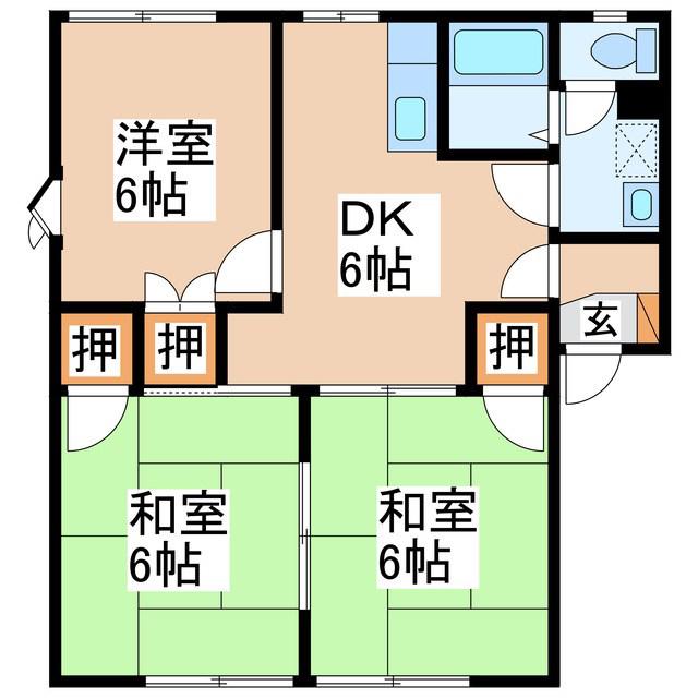 シャトー白樺 C(3DK/1階)の間取り写真
