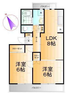 ORCHID HILLS I(2LDK/2階)の間取り写真