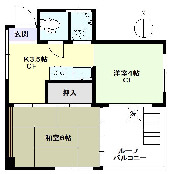 若竹ハイム(2K/5階)の間取り写真