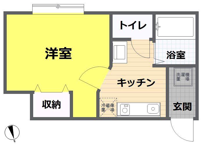 信開セルーラフェニックス(1K/2階)の間取り写真