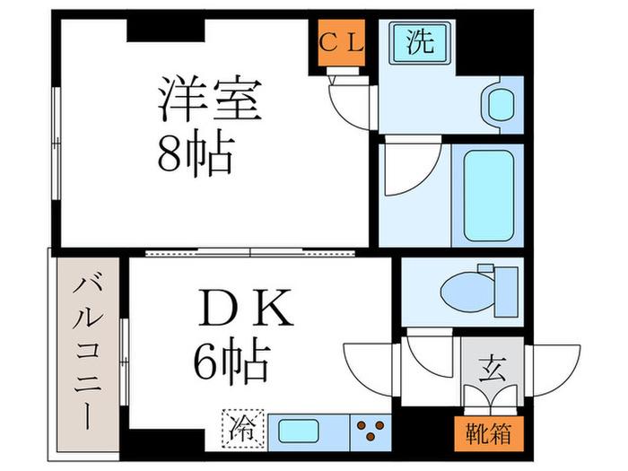 アフィシオン堀川(1DK/6階)の間取り写真