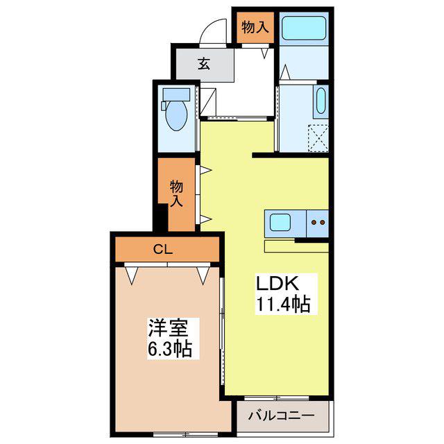 コーポラス高峰III(1LDK/1階)の間取り写真