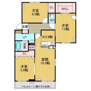 ＪＲ函館本線 発寒中央駅 徒歩12分 5階建 築8年(3LDK/5階)の間取り写真