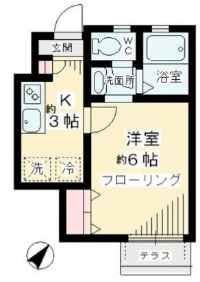グリシーヌ(1K/1階)の間取り写真