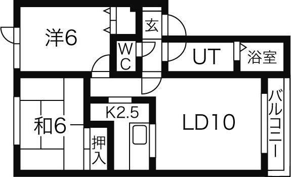 フロンティア1番館(2LDK/1階)の間取り写真