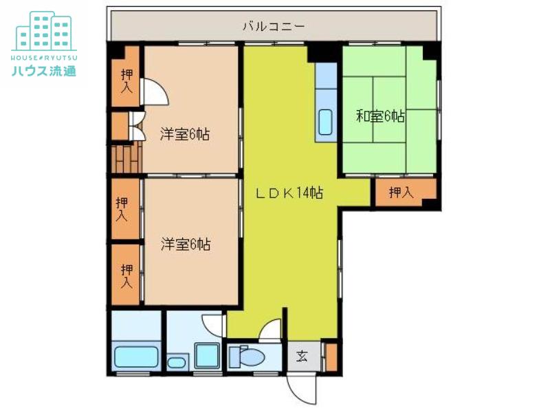 プランドールリバティー(3LDK/3階)の間取り写真