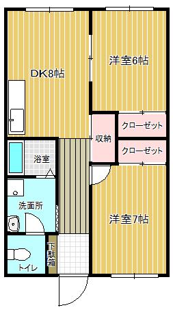 シャトー白山(2DK/5階)の間取り写真