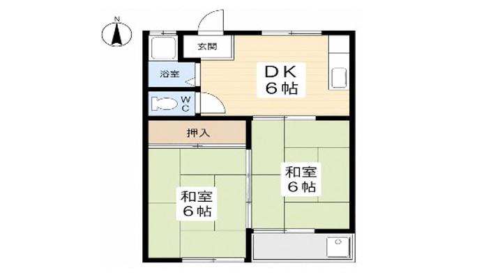 ヴァンベール豊南(2DK/1階)の間取り写真