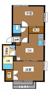 メゾンウィステリアC棟(2DK/1階)の間取り写真