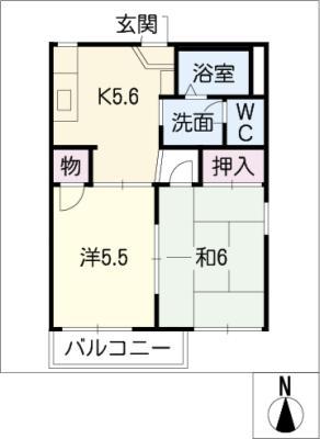 グリーンハイツ杉 A棟(2K/1階)の間取り写真